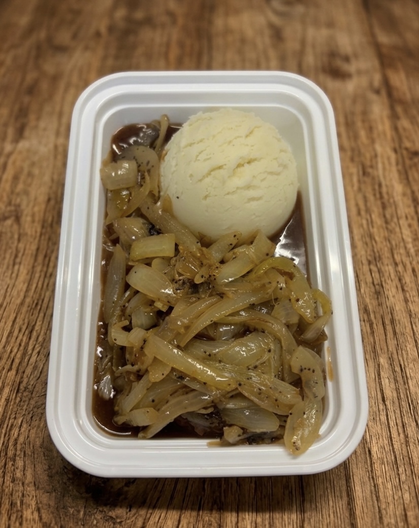Hamburger steak oignon caramélisé